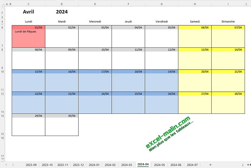 Calendrier Scolaire Excel Et Pdf Modifiable Et Gratuit