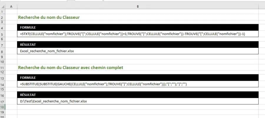 Excel: Trouver le nom du fichier (Classeur)