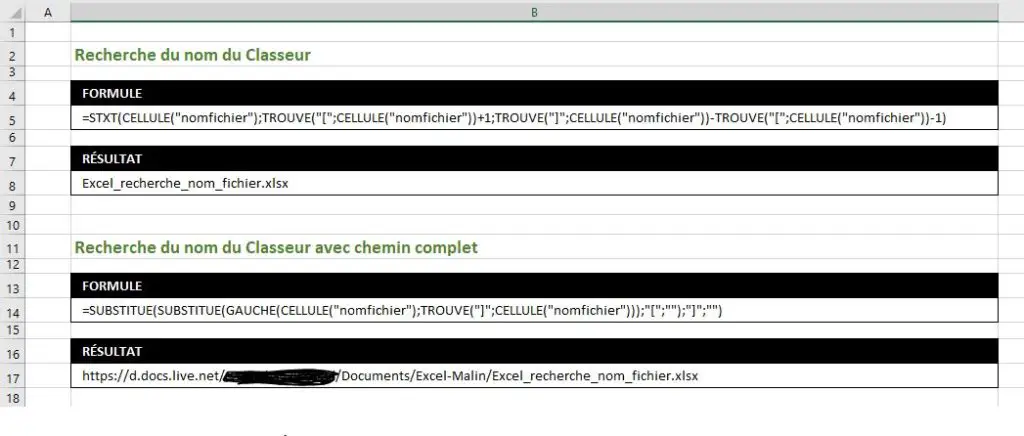 comment trouver un nom sur excel