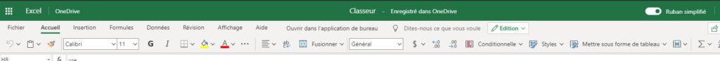 Excel Online: ruban simplifié Excel Online: ruban simplifié