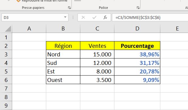 comment mettre un pourcentage excel