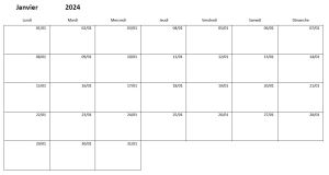 Calendrier mensuel en 3 clics (format excel, jpg, pdf)