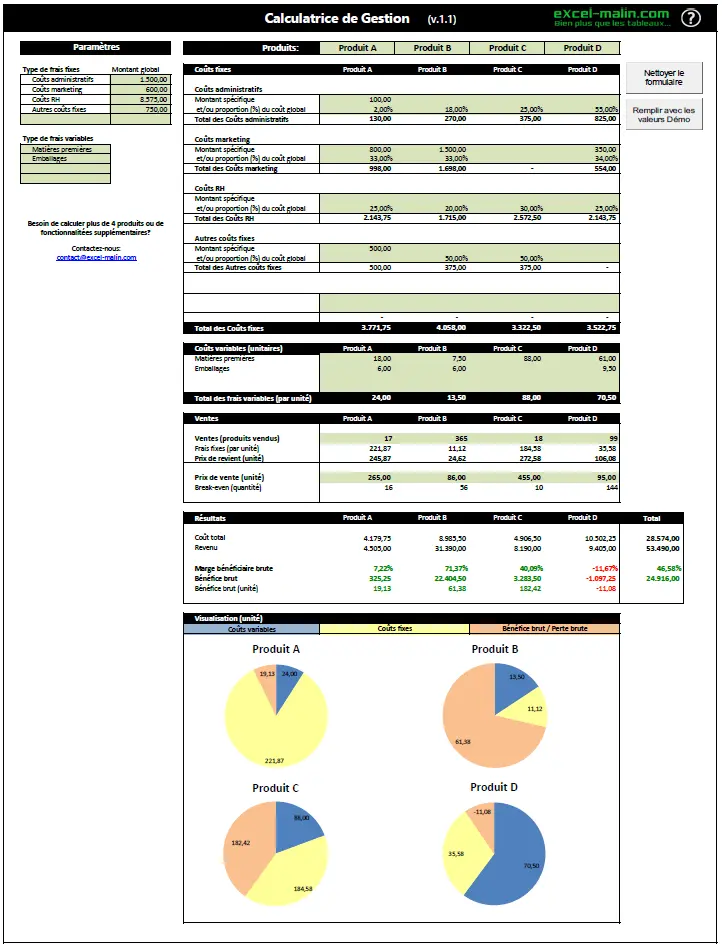 Calculatrice de Gestion Excel